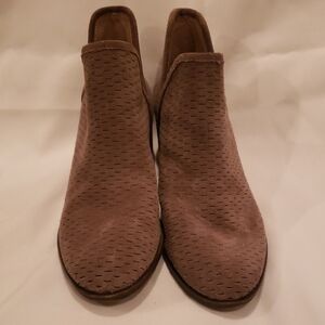 Lucky Brand Perforated Taupe Ankle Booties